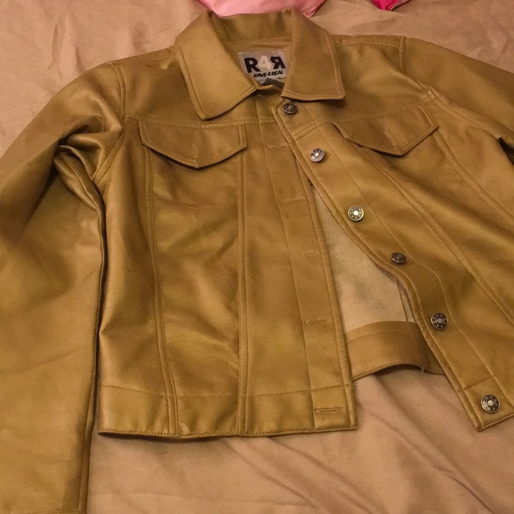 Gold retro poly jacket nylon rave street wear